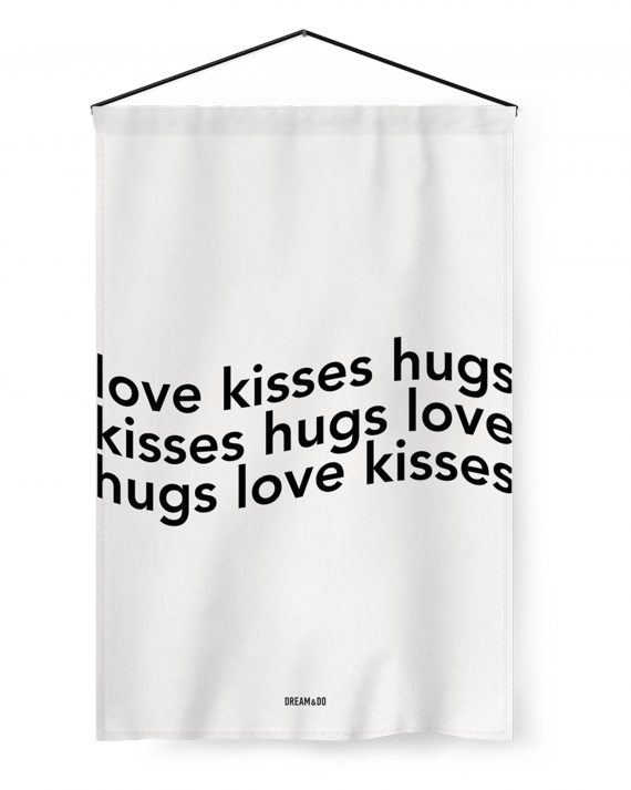 Motivational tapestry Love Kisses Hugs Flag