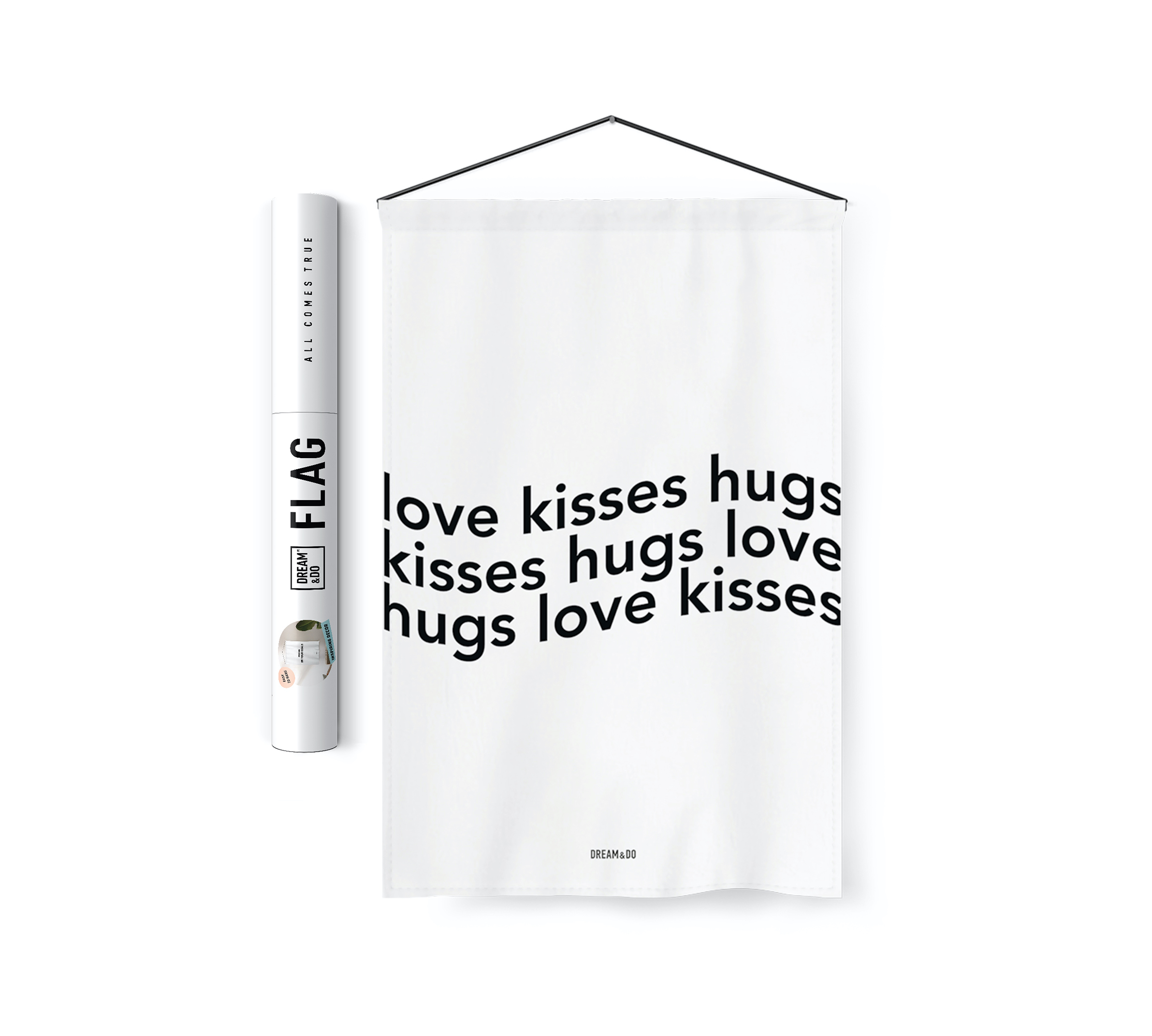 Motivational tapestry Love Kisses Hugs Flag